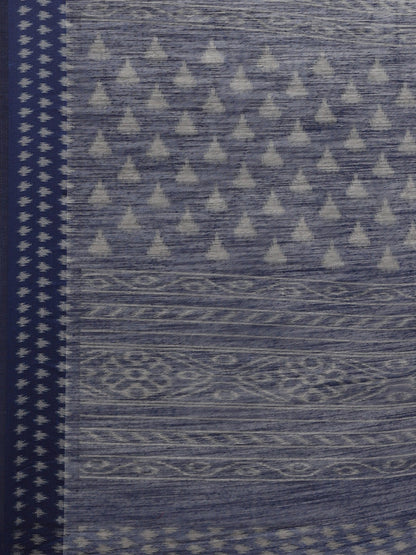Women's Grey Cotton Silk Printed Saree