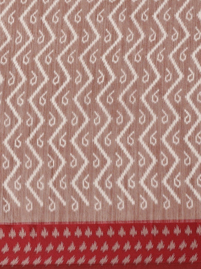 Women's Brown Cotton Silk Printed Saree