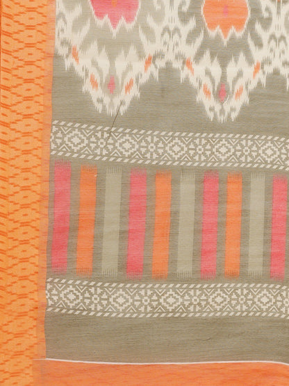 Women's Orange Cotton Blend Printed Saree