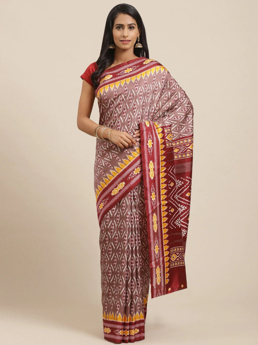 Women's Yellow Cotton Striped Saree
