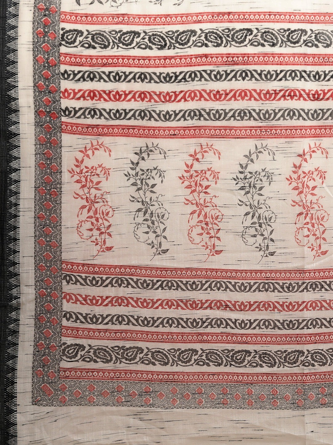Women's White Art Silk Printed Saree