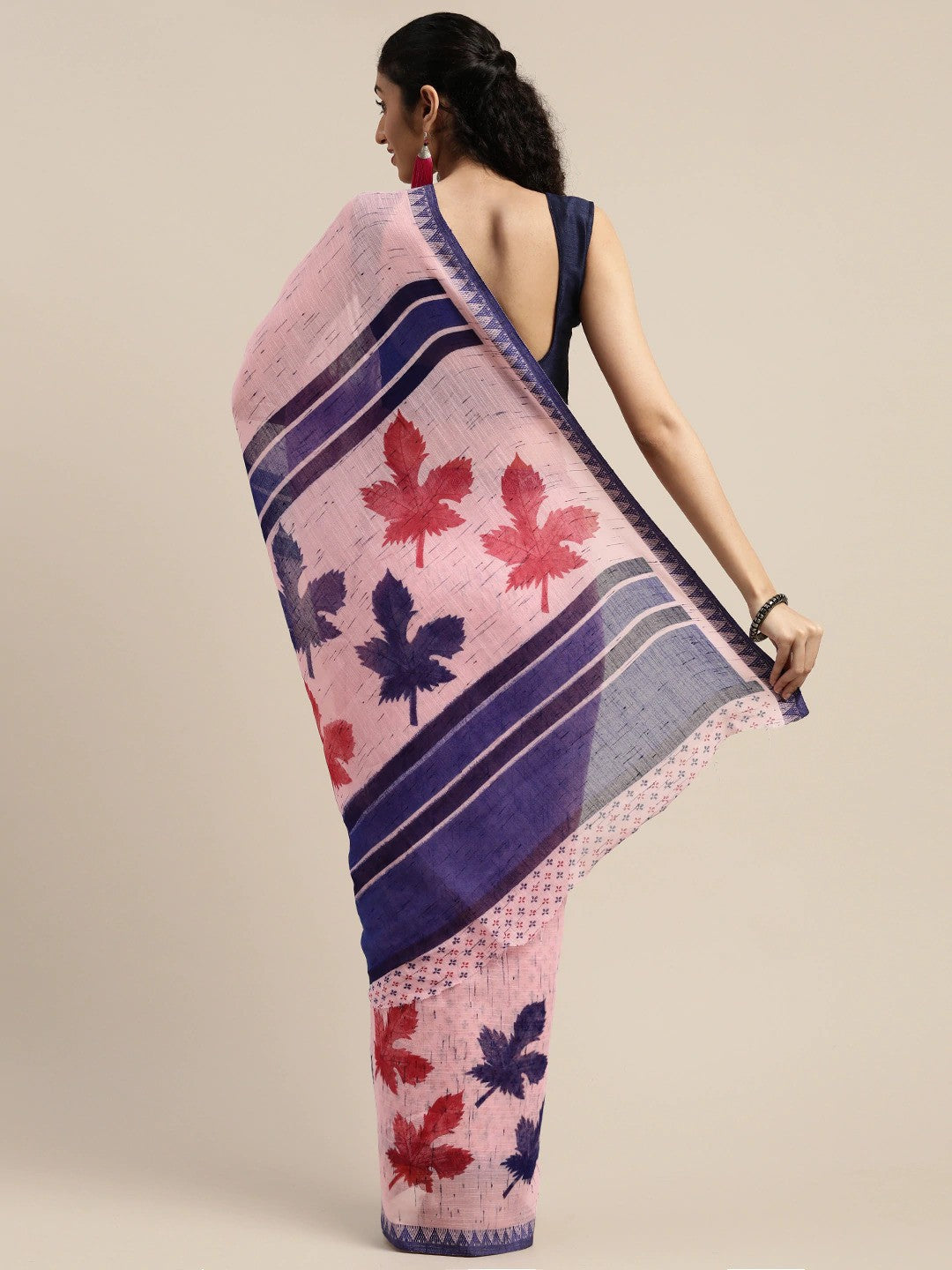Women's Pink Art Silk Printed Saree