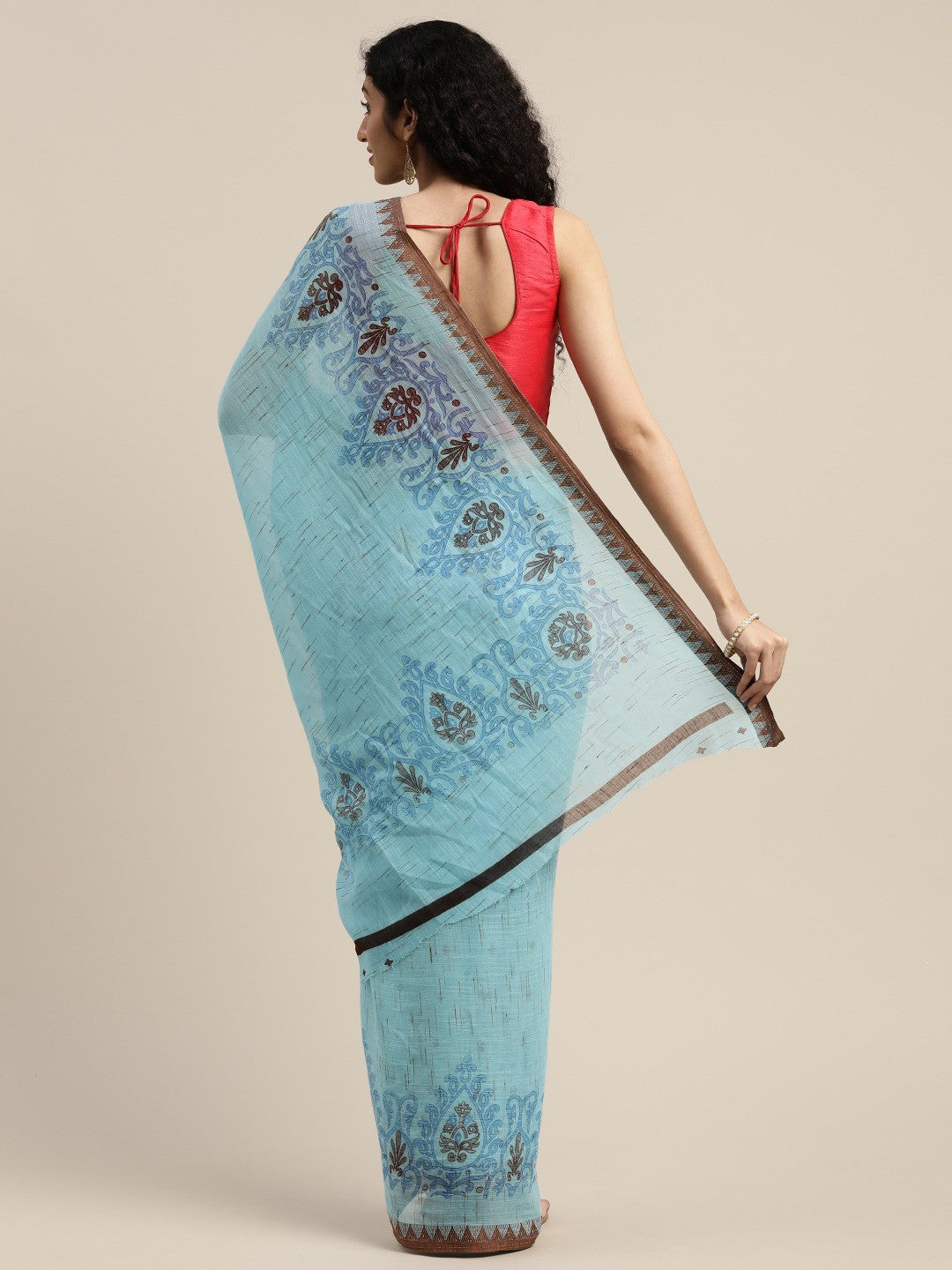 Women's Blue Art Silk Printed Saree