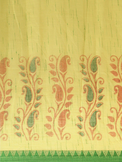 Women's Yellow Art Silk Printed Saree