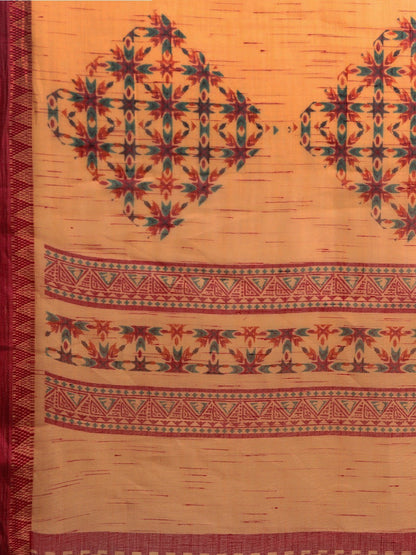 Women's Orange Art Silk Printed Saree