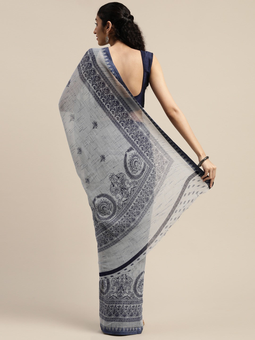 Women's Blue Art Silk Printed Saree