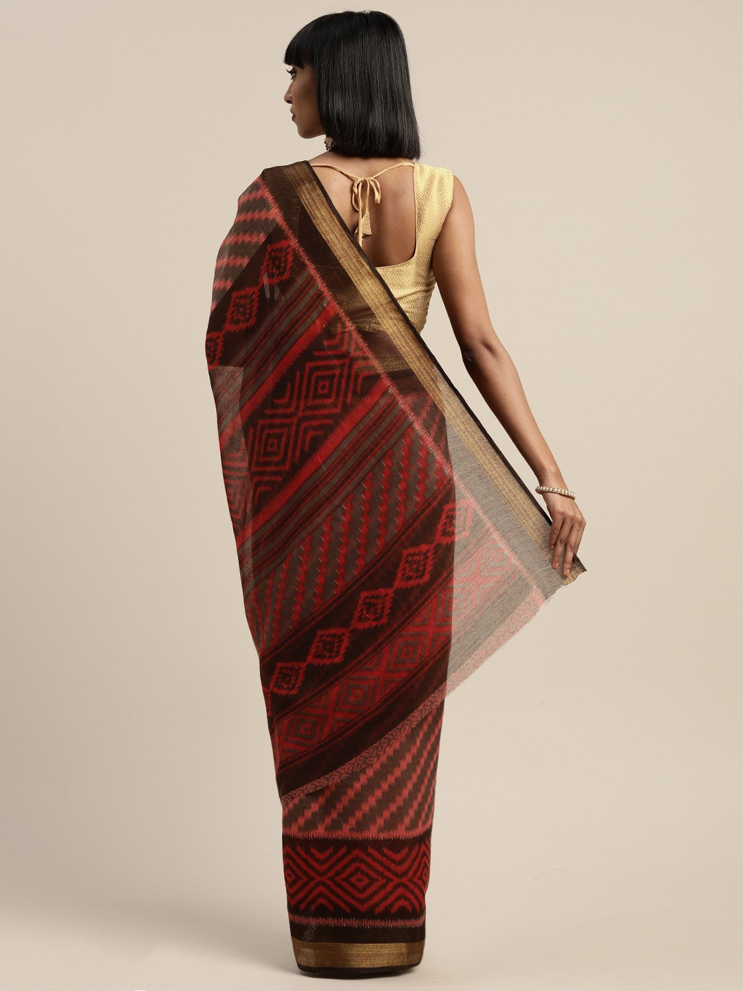 Women's Maroon Art Silk Printed Saree