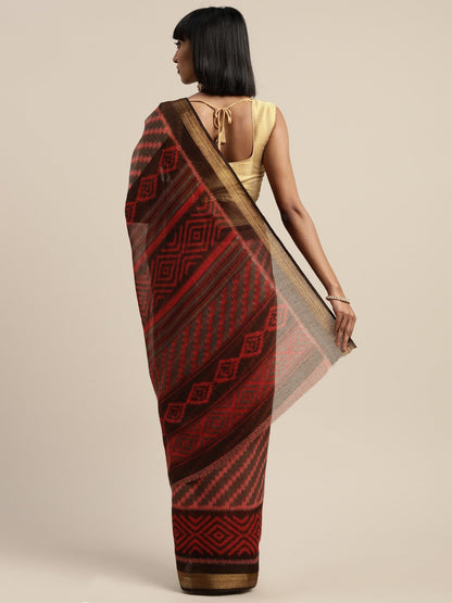 Women's Maroon Art Silk Printed Saree