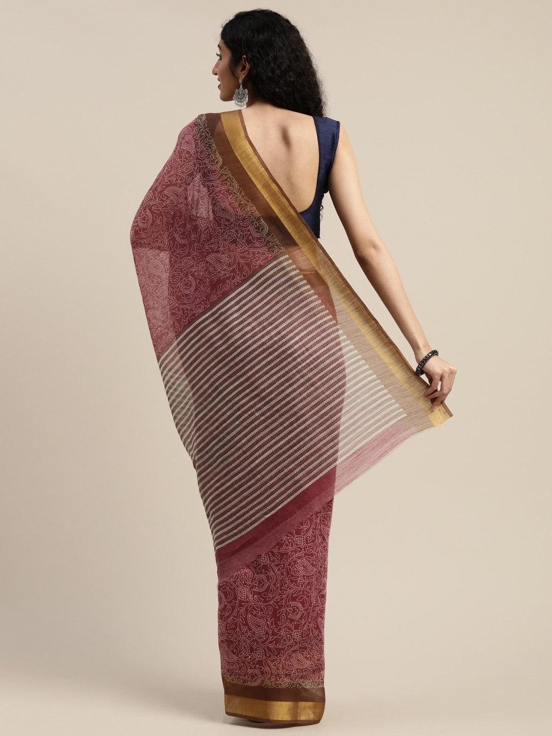 Women's Purple Art Silk Printed Saree
