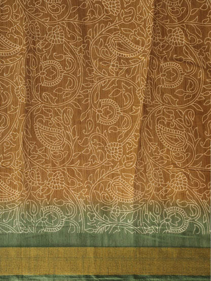 Women's Brown Art Silk Printed Saree