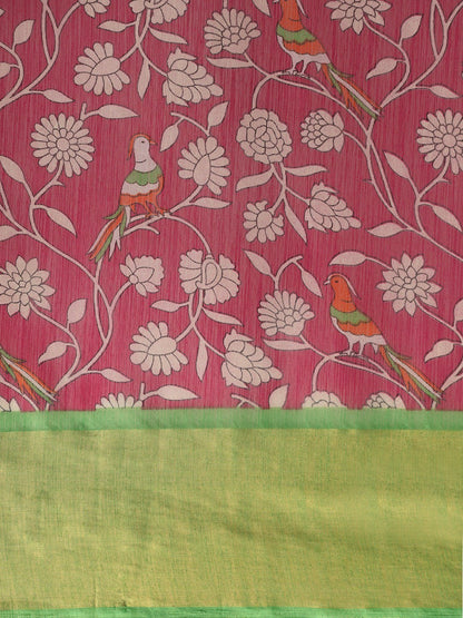 Women's Pink Art Silk Printed Saree