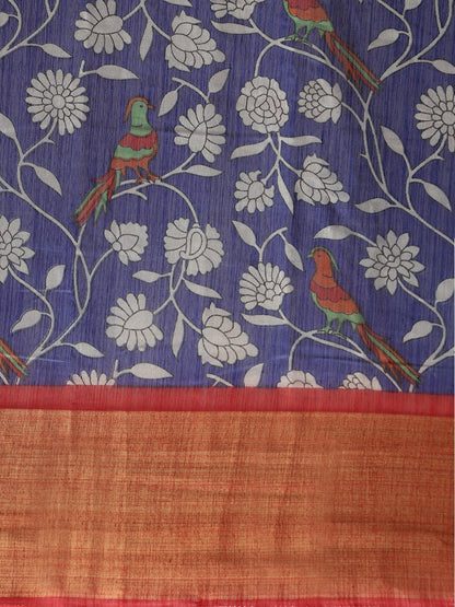 Women's Blue Art Silk Printed Saree