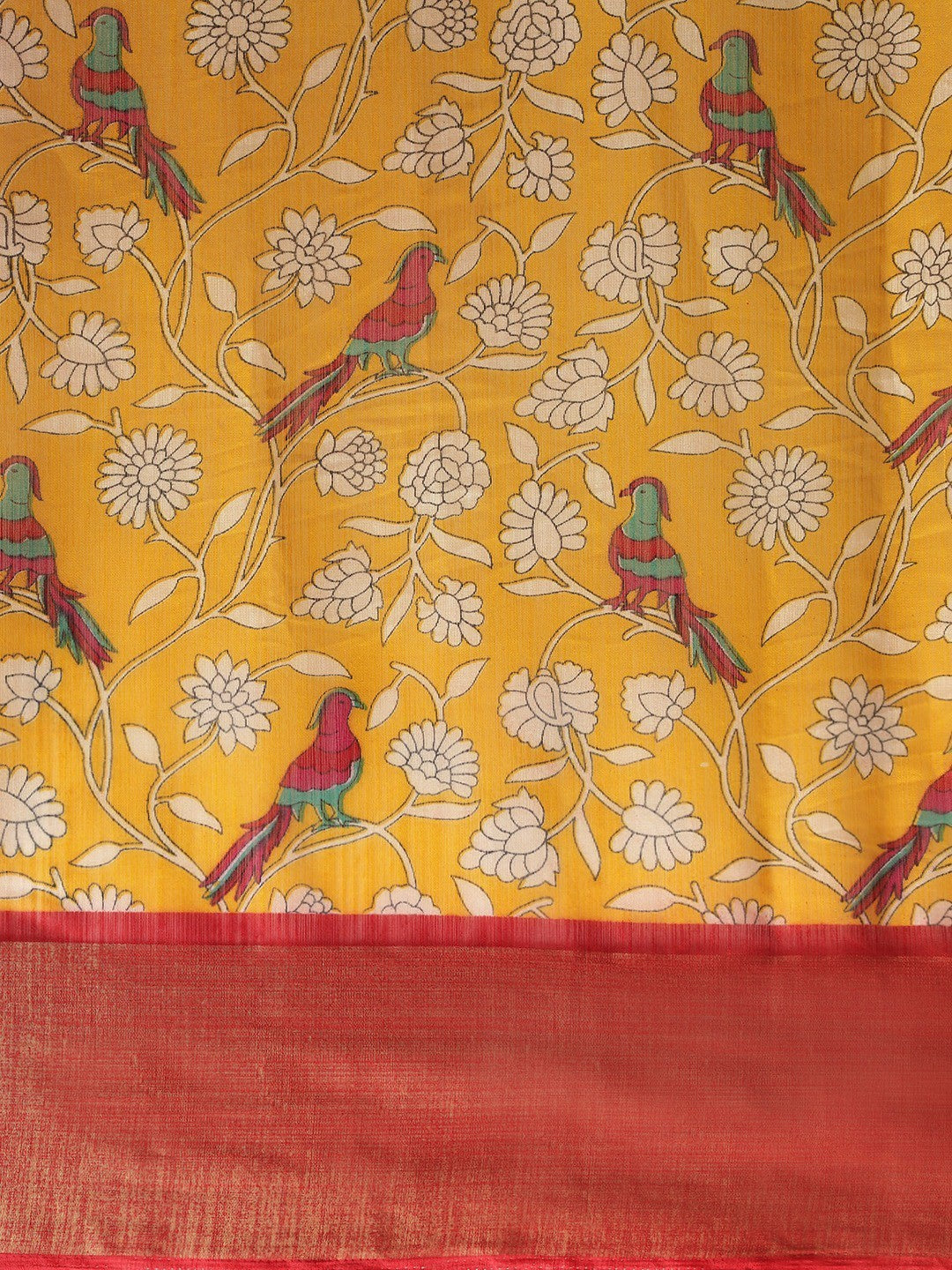 Women's Yellow Art Silk Printed Saree