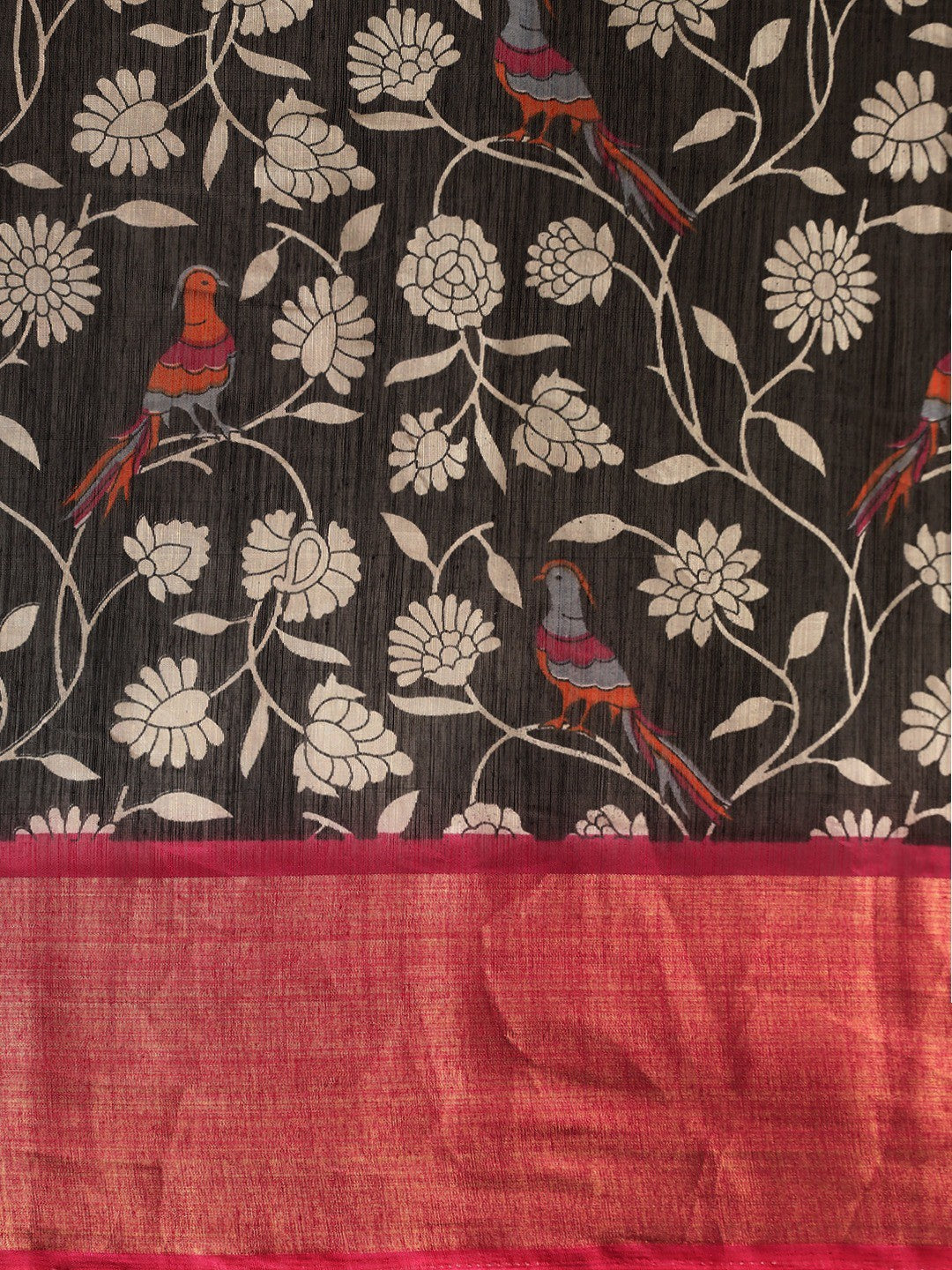 Women's Black Art Silk Printed Saree