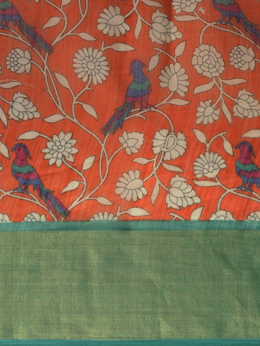 Women's Orange Art Silk Printed Saree