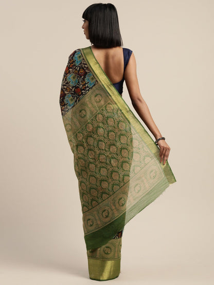 Women's Green Art Silk Printed Saree