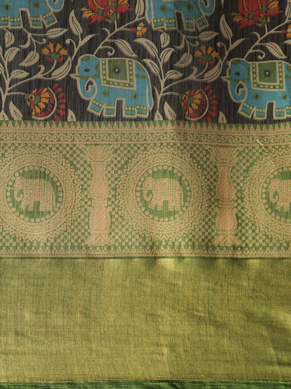Women's Green Art Silk Printed Saree