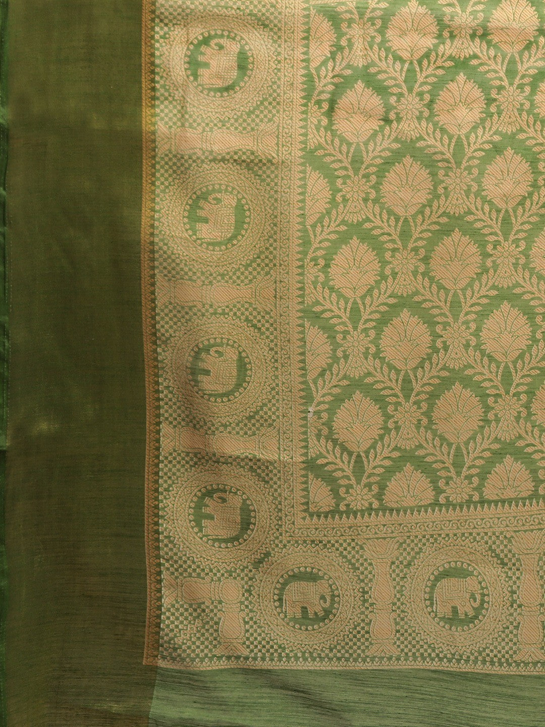 Women's Green Art Silk Printed Saree