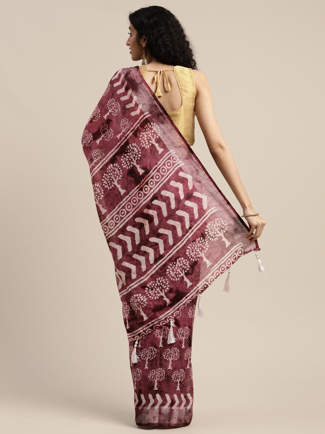 Women's Purple Art Silk Printed Saree