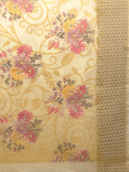 Women's Beige Art Silk Printed Saree