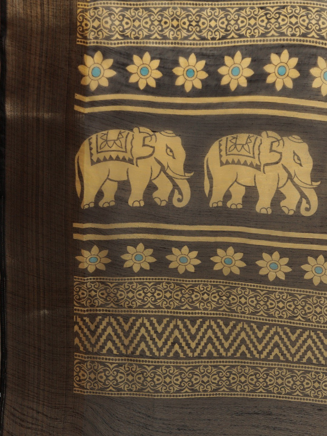 Women's Black Art Silk Printed Saree