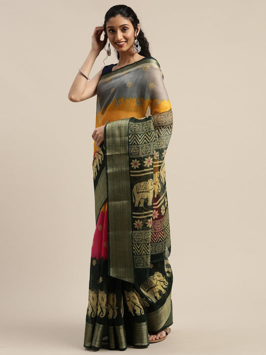 Women's Multicolor Art Silk Printed Saree