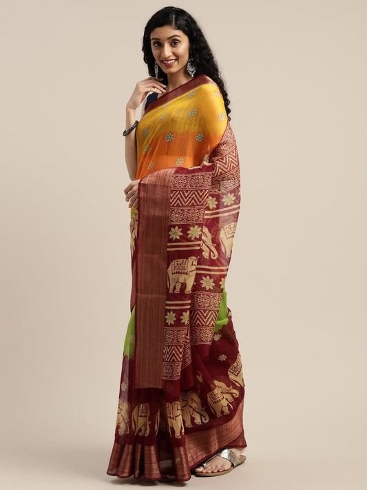 Women's Multicolor Art Silk Printed Saree