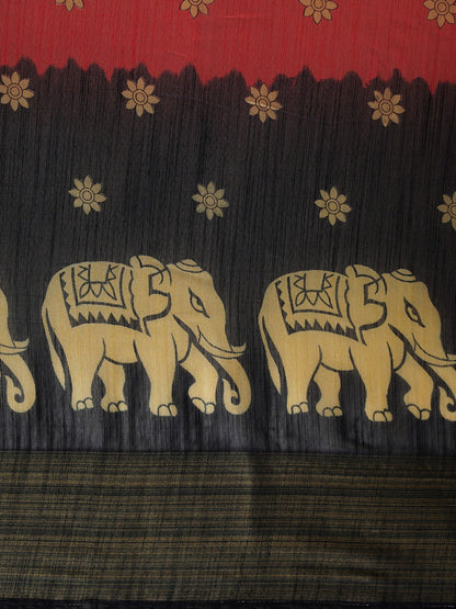 Women's Dark Blue Art Silk Printed Saree