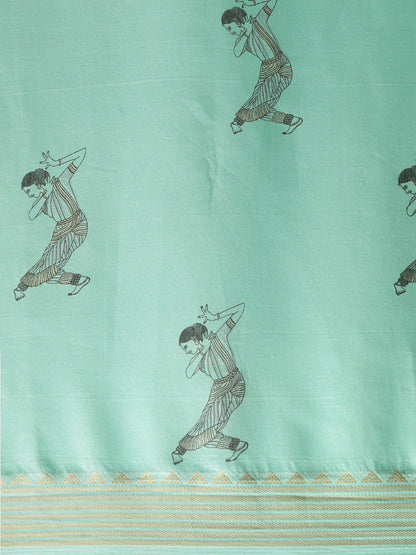 Women's Light Green Art Silk Printed Saree