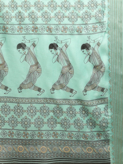 Women's Light Green Art Silk Printed Saree