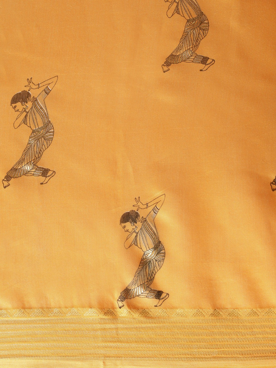 Women's Orange Art Silk Printed Saree