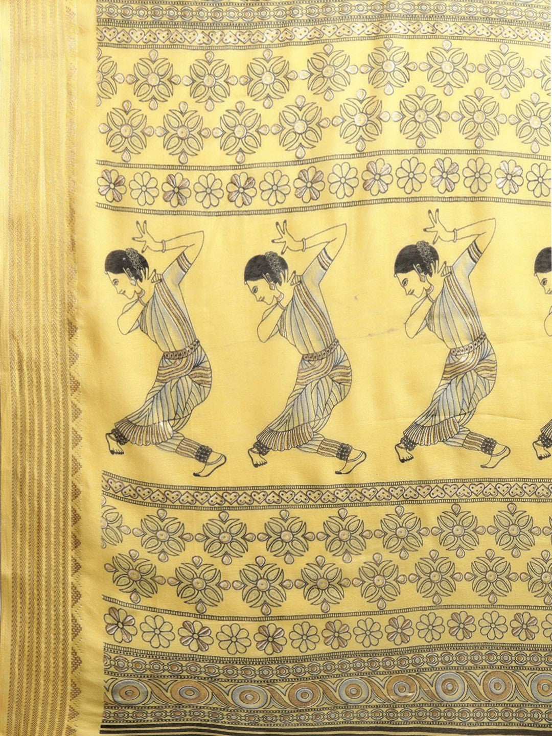 Women's Yellow Art Silk Printed Saree
