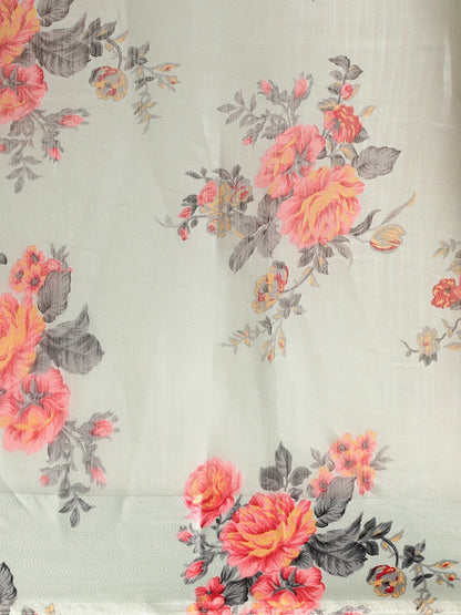 Women's Grey Art Silk Printed Saree