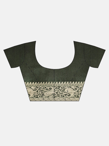Women's Dark Green Art Silk Printed Saree