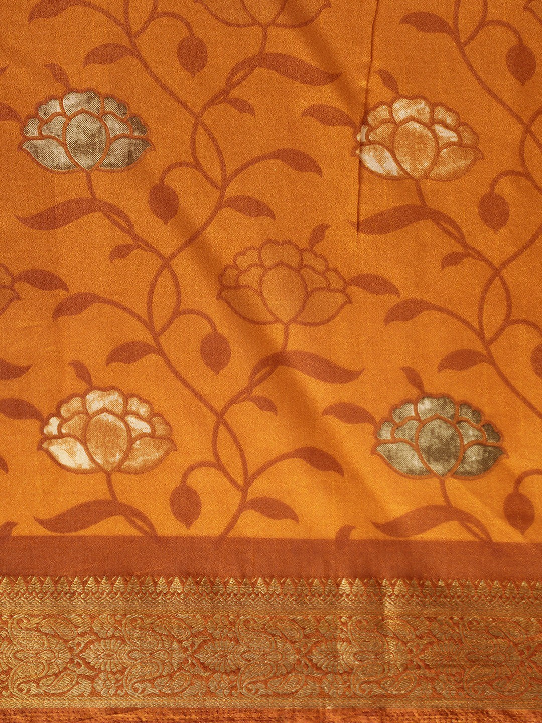 Women's Yellow Art Silk Printed Saree