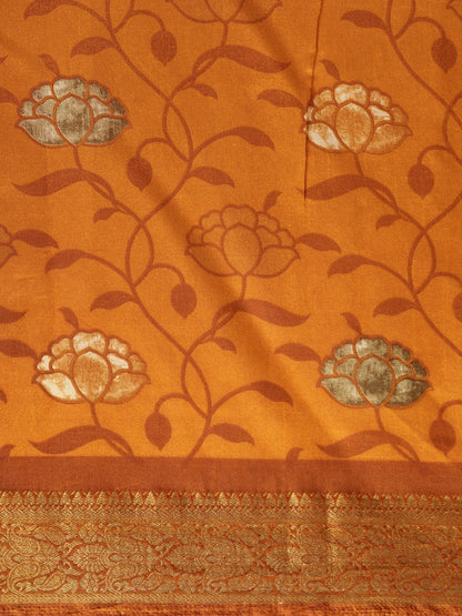 Women's Yellow Art Silk Printed Saree