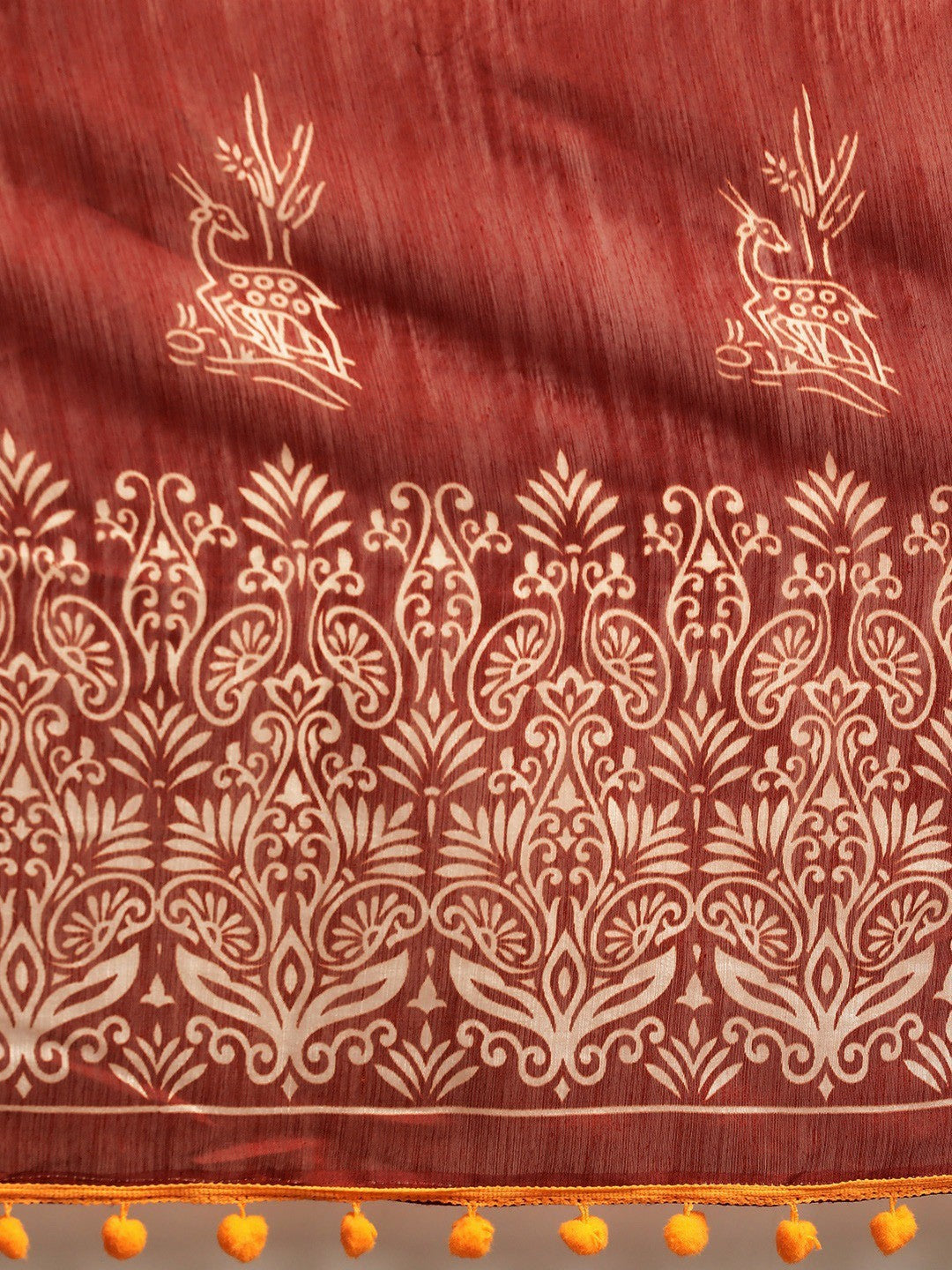 Women's Brown Art Silk Printed Saree