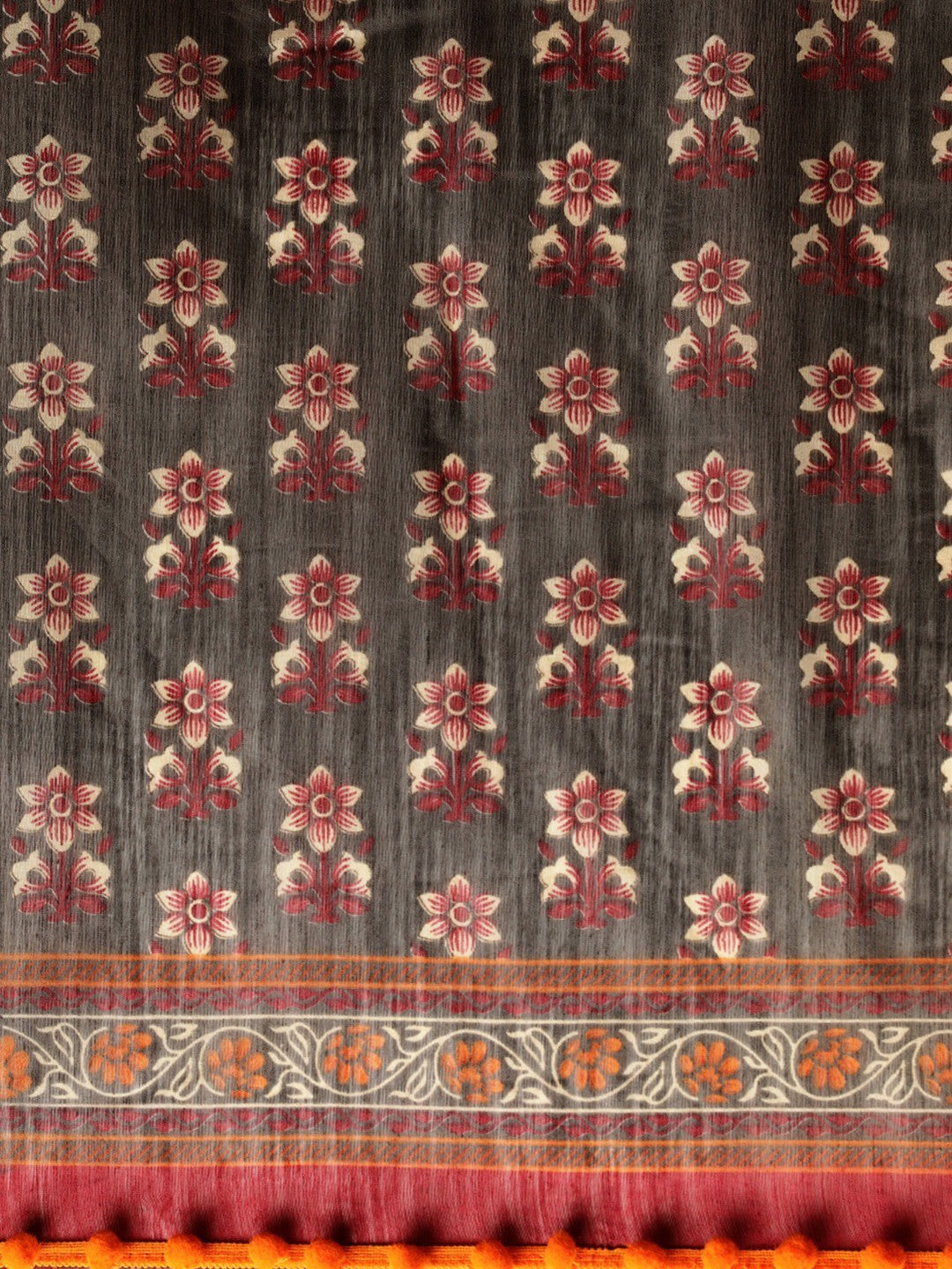Women's Brown Silk Blend Printed Saree