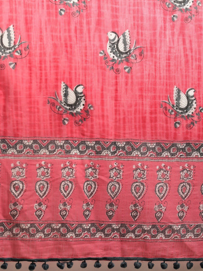 Women's Pink Art Silk Printed Saree