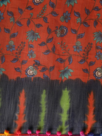 Women's Black Art Silk Printed Saree