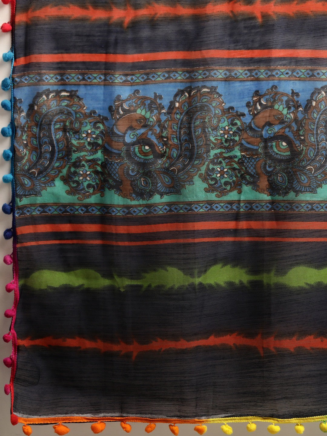 Women's Black Art Silk Printed Saree