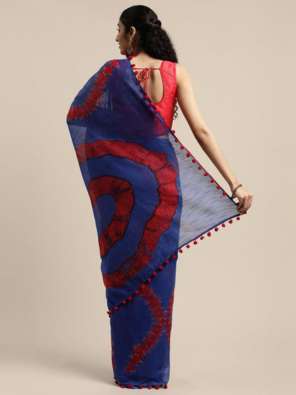 Women's Blue Art Silk Printed Saree