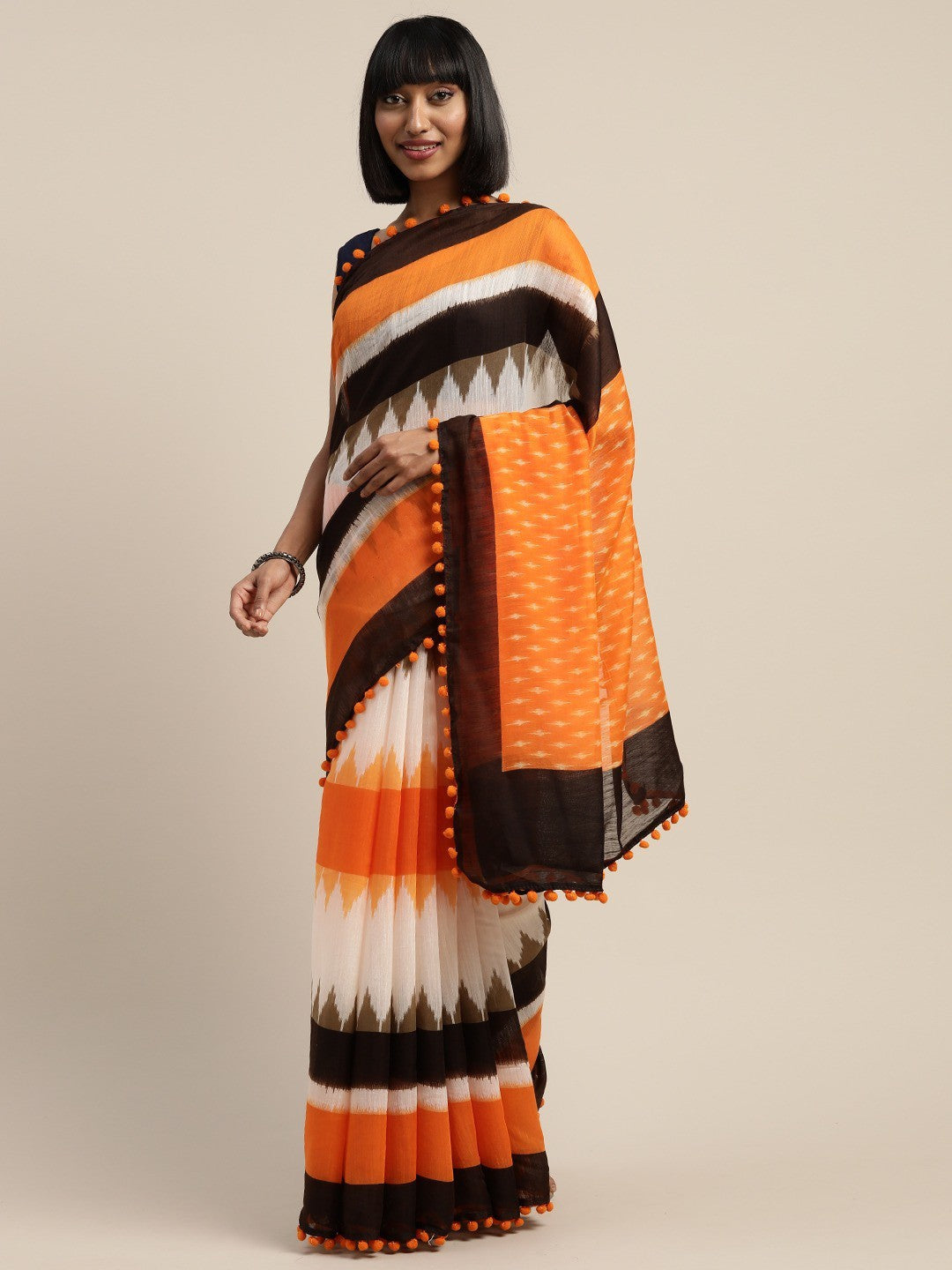 Women's OrangeÃ¢Â  Art Silk Printed Saree