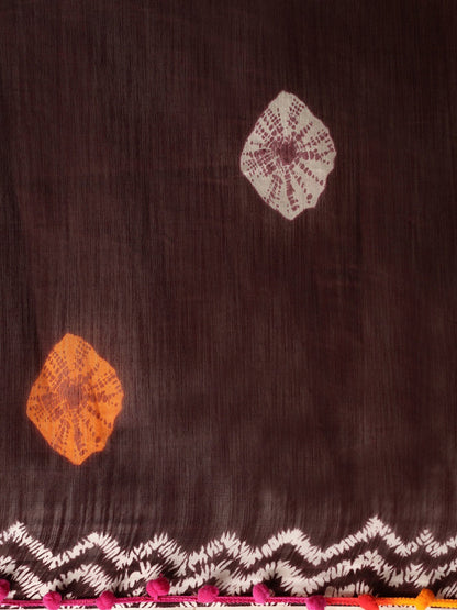 Women's Brown Art Silk Printed Saree