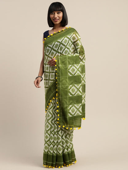 Women's Green Art Silk Printed Saree