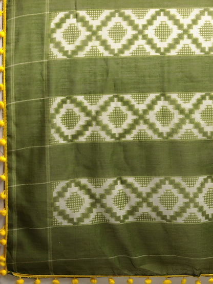Women's Green Art Silk Printed Saree