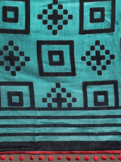 Women's Blue Art Silk Printed Saree