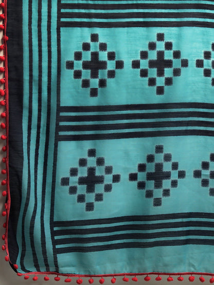 Women's Blue Art Silk Printed Saree
