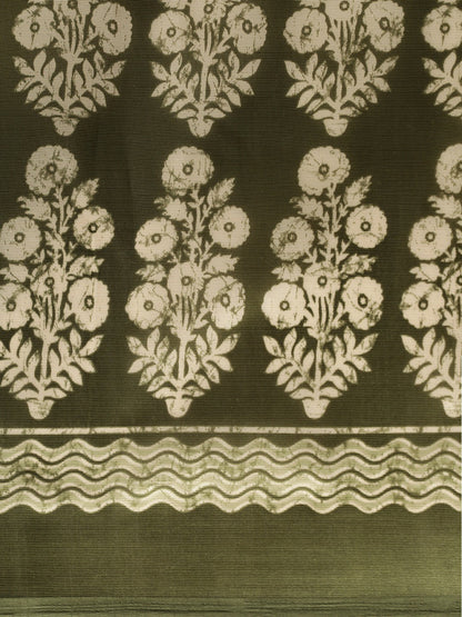 Women's Green Art Silk Printed Saree