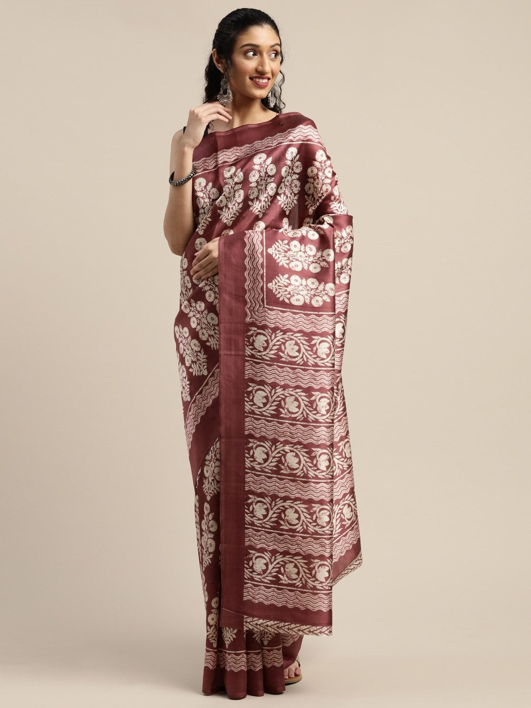 Women's Purple Art Silk Printed Saree